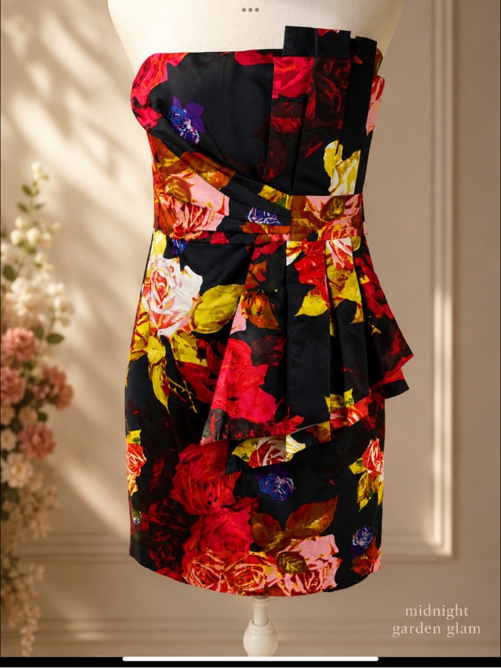 Ted Baker London Strapless Floral Peplum Cocktail Dress Sz 3 US 8 Modern Romance